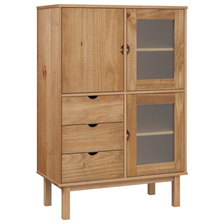 Buffet haut 85x43x125 cm bois massif de pin