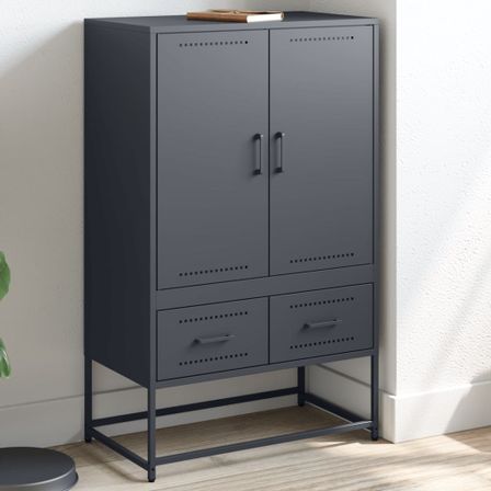 Buffet haut anthracite 68x39x111,5 cm acier laminé à froid