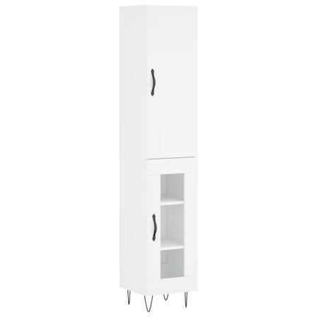 Buffet haut Blanc 34,5x34x180 cm Bois d'ingénierie