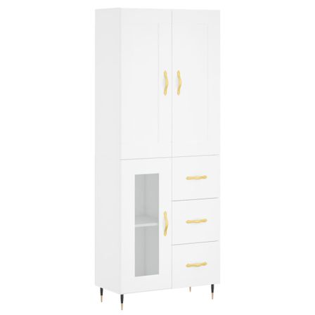 Buffet haut Blanc 69,5x34x180 cm Bois d'ingénierie