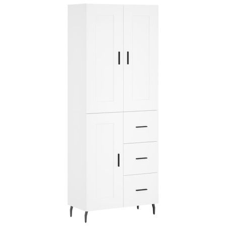 Buffet haut Blanc 69,5x34x180 cm Bois d'ingénierie