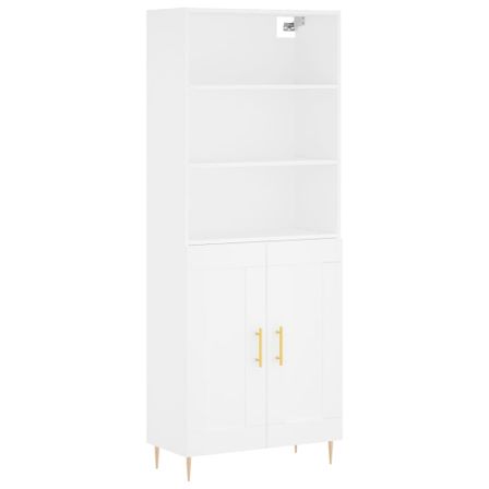 Buffet haut Blanc 69,5x34x180 cm Bois d'ingénierie