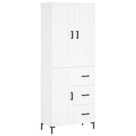 Buffet haut Blanc 69,5x34x180 cm Bois d'ingénierie