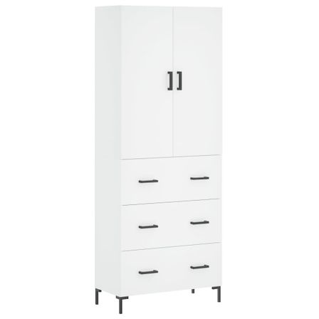 Buffet haut Blanc 69,5x34x180 cm Bois d'ingénierie