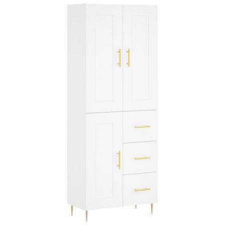 Buffet haut Blanc 69,5x34x180 cm Bois d'ingénierie