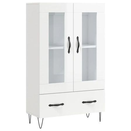 Buffet haut blanc brillant 69,5x31x115 cm bois d'ingénierie