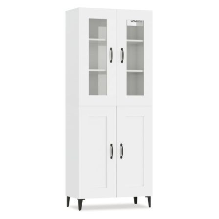 Buffet haut Blanc brillant 69,5x34x180 cm Bois d'ingénierie 6