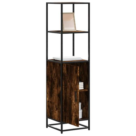 Buffet haut chêne fumé 35,5x35x139 cm bois d'ingénierie métal