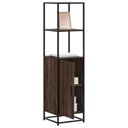 Buffet haut chêne marron 35,5x35x139 cm bois d'ingénierie métal