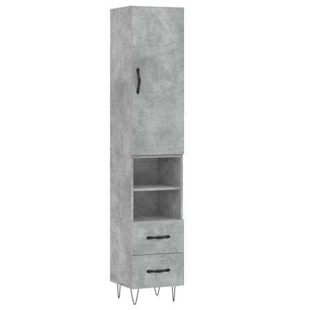Buffet haut Gris béton 34,5x34x180 cm Bois d'ingénierie
