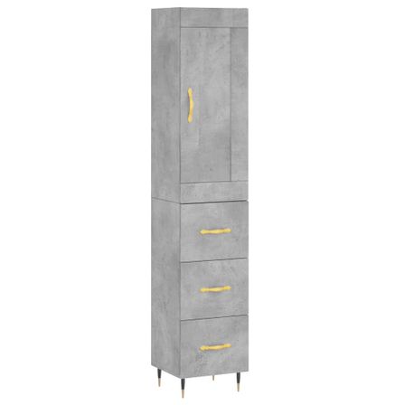 Buffet haut Gris béton 34,5x34x180 cm Bois d'ingénierie
