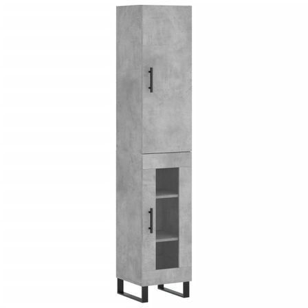 Buffet haut Gris béton 34,5x34x180 cm Bois d'ingénierie