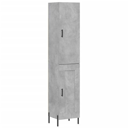Buffet haut Gris béton 34,5x34x180 cm Bois d'ingénierie