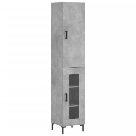 Buffet haut Gris béton 34,5x34x180 cm Bois d'ingénierie