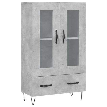 Buffet haut gris béton 69,5x31x115 cm bois d'ingénierie