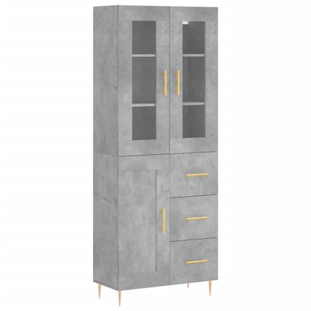 Buffet haut Gris béton 69,5x34x180 cm Bois d'ingénierie