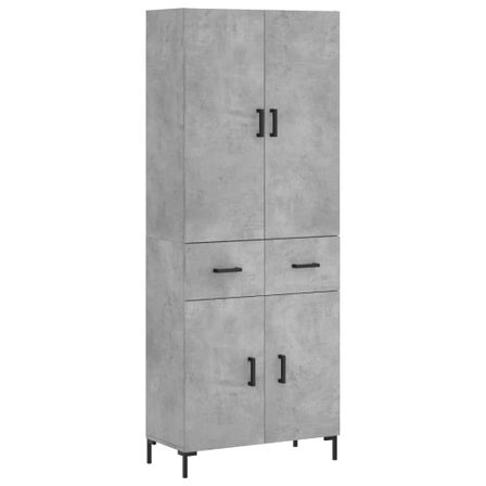 Buffet haut Gris béton 69,5x34x180 cm Bois d'ingénierie