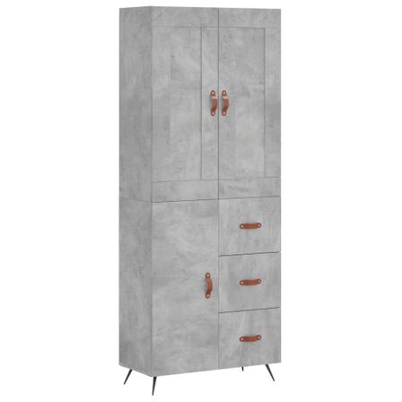 Buffet haut Gris béton 69,5x34x180 cm Bois d'ingénierie