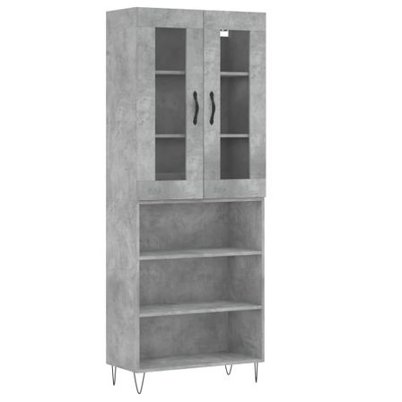 Buffet haut Gris béton 69,5x34x180 cm Bois d'ingénierie