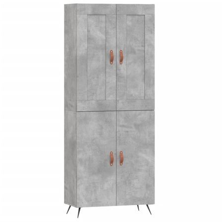 Buffet haut Gris béton 69,5x34x180 cm Bois d'ingénierie