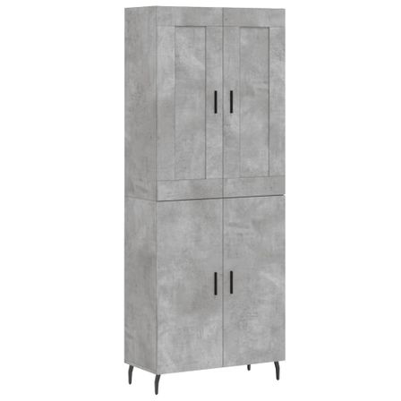 Buffet haut Gris béton 69,5x34x180 cm Bois d'ingénierie