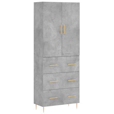 Buffet haut Gris béton 69,5x34x180 cm Bois d'ingénierie