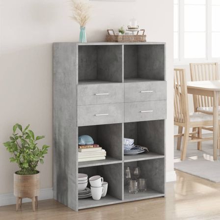 Buffet haut gris béton 80x42,5x124 cm bois d'ingénierie