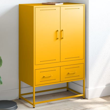 Buffet haut jaune moutarde 68x39x111,5 cm acier laminé à froid