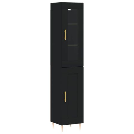 Buffet haut Noir 34,5x34x180 cm Bois d'ingénierie