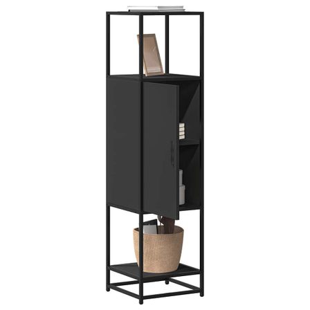 Buffet haut noir 35,5x35x139 cm bois d'ingénierie et métal