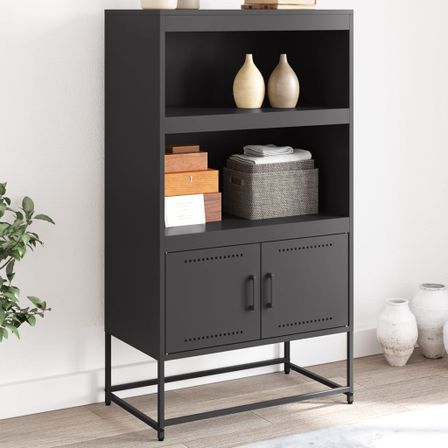 Buffet haut noir 68,5x38,5x123,5 cm acier
