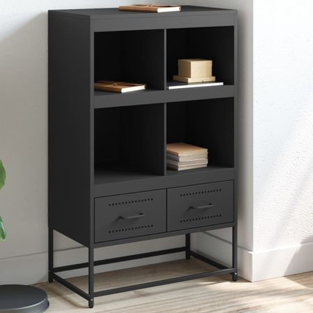 Buffet haut noir 68,5x39x111,5 cm acier laminé à froid