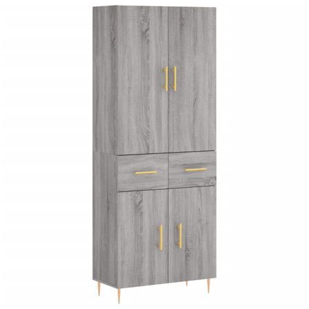 Buffet haut Sonoma gris 69,5x34x180 cm Bois d'ingénierie