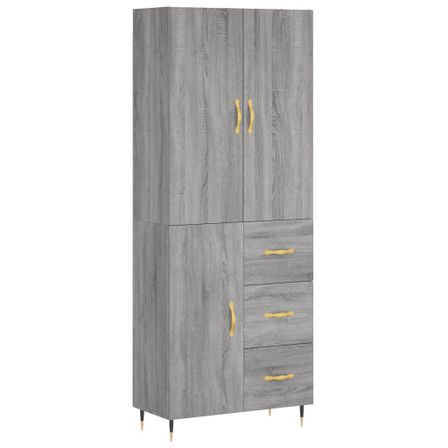 Buffet haut Sonoma gris 69,5x34x180 cm Bois d'ingénierie