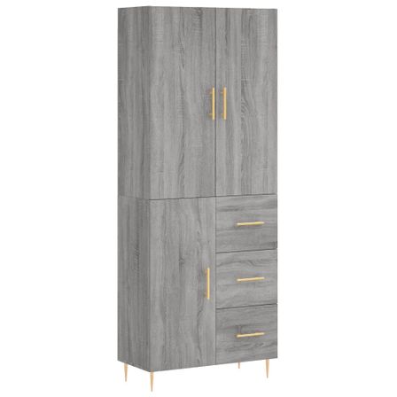 Buffet haut Sonoma gris 69,5x34x180 cm Bois d'ingénierie
