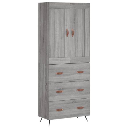 Buffet haut Sonoma gris 69,5x34x180 cm Bois d'ingénierie