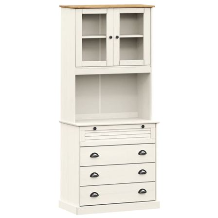 Buffet haut VIGO blanc 80x40x176 cm bois massif de pin