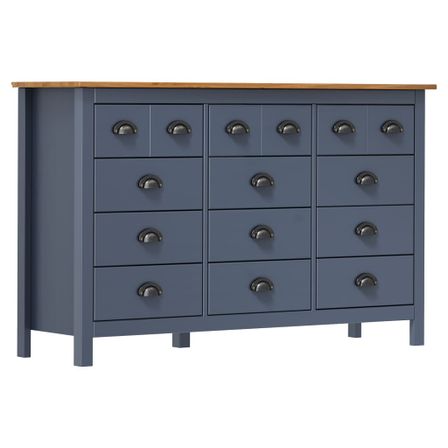 Buffet Hill Range Gris 130x37x80 cm Bois de pin solide