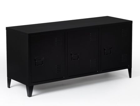 Buffet industriel 3 portes acier noir Boffice