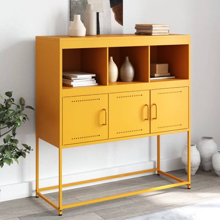 Buffet jaune moutarde 100,5x39x107 cm acier laminé à froid