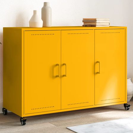 Buffet jaune moutarde 100,5x39x72 cm acier laminé à froid