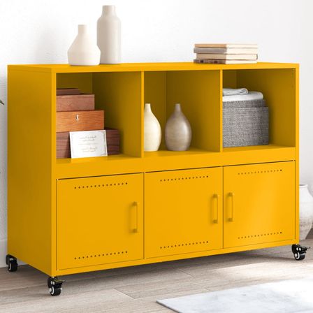 Buffet jaune moutarde 100,5x39x72 cm acier laminé à froid
