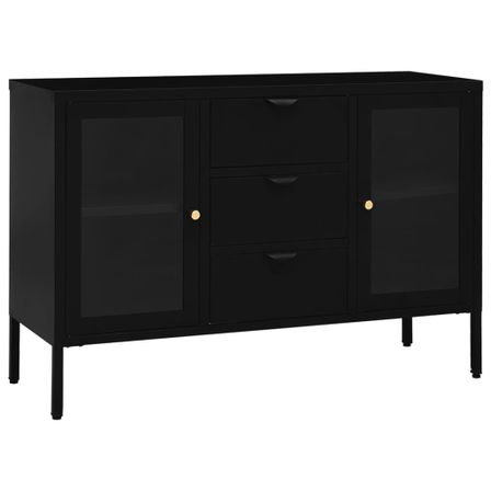 Buffet Lapona 105 cm – Acier et verre trempé