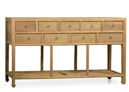 Buffet MERIDA en teck recyclé – 9 tiroirs et 1 étagère
