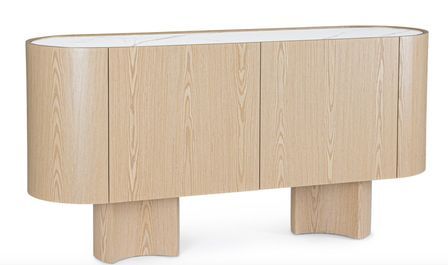 Buffet OTILIA 2 portes – Chêne & plateau en pierre marbré