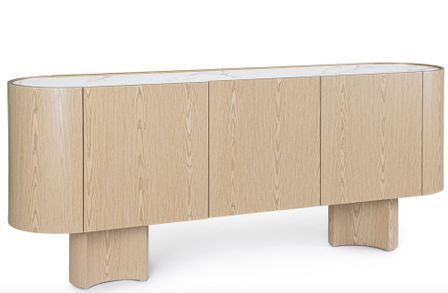 Buffet OTILIA 3 portes – Chêne & plateau en pierre marbré