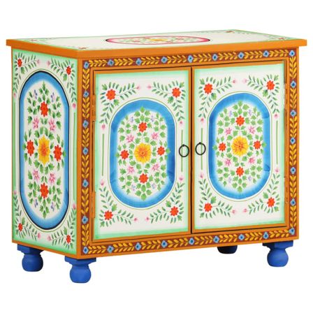 Buffet peint à la main 70x35x60 cm Bois de manguier solide