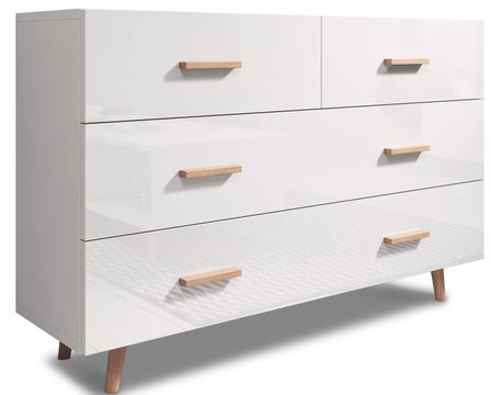 Buffet style scandinave blanc mat et blanc laqué Kunamy 125 cm