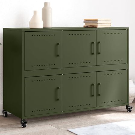 Buffet vert olive 100,5x39x72 cm acier laminé à froid