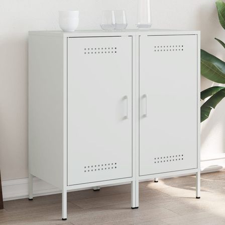 Buffets 2 pcs blanc 36x39x79 cm acier laminé à froid